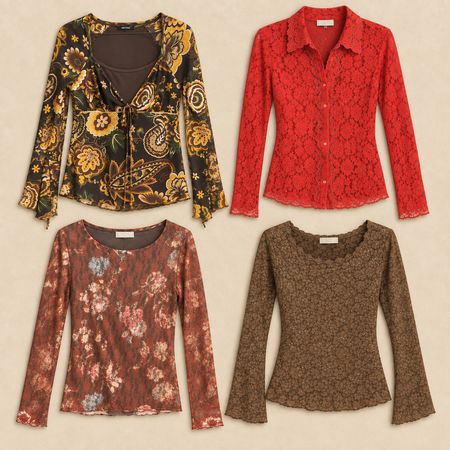 Y2K Dark Boho Haut à manches longues d'automne