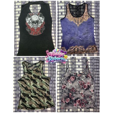 Y2K Vintage Graphic & Printed Tank Top Bundle | VR-380