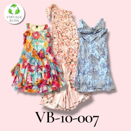 Y2K Printed Poly Dress Wholesale Bundle – Assorted Styles & Prints 9 Piece (VB-10-007)
