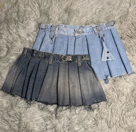 Upcycled Y2K Denim Pleated Mini Skirt
