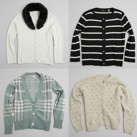 Ladies Button-Up Cardigans including brands like –Croft & Barrow, Levi’s, LOFT, Ann Taylor, Mango, Bershka Vintage and Y2K mix