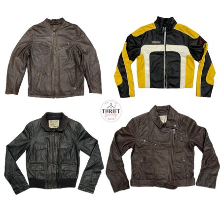 Ensemble Mystère Veste en Cuir Vintage Y2K Moto Biker ( TS-072 )