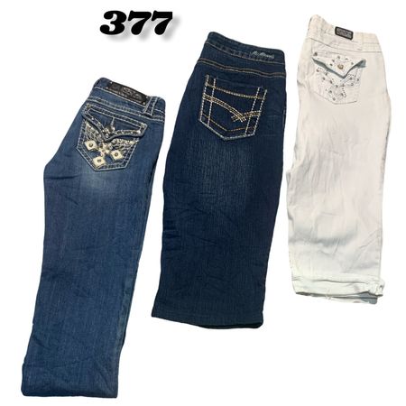 Y2K Dark Wash Thick Stitch Cropped Capri Jeans (brands) Earl , Ariya Jeans & Big Star etc #377.