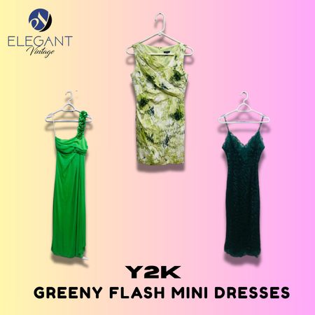 Y2K Greeny Flash Mini Dresses - EV1380