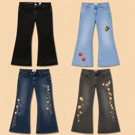 Y2K Up cycled Floral and  Butterfly Jeans