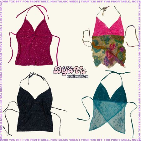 Upcycled Y2K beaded backless top