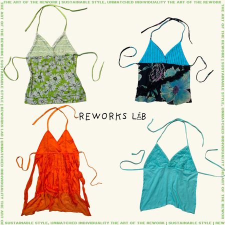 Upcycled Y2K Backless Halter Tops