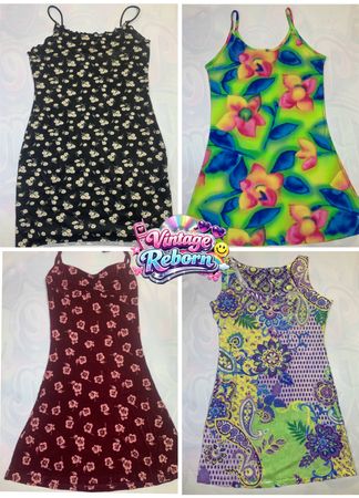 Y2K Floral & Neon Print Slip Dress Edit | VR-411