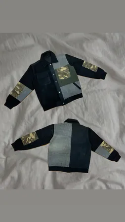 Upcycled Denim Army Patch Jacket