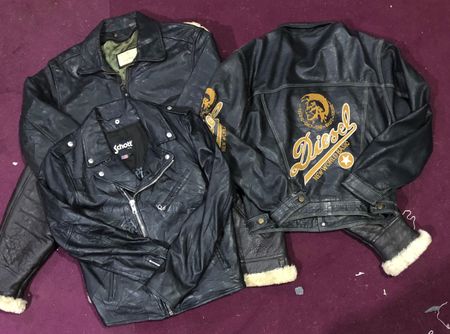 Vestes en cuir vintage Schott, Diesel, Red Skins, Civigone, etc.