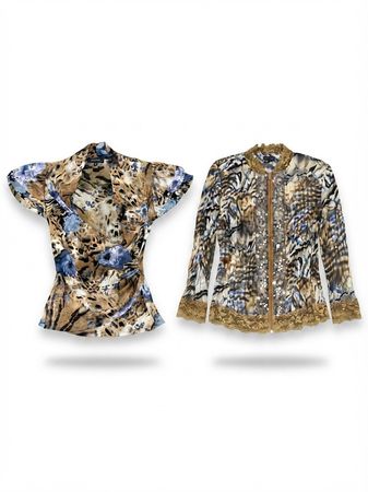 (FV-2221)     Women’s Printed Tops & Dresses | Retro Floral & Animal Print Mix