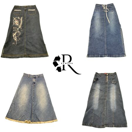Y2K Unique Girl Denim Maxi Skirt RW-2349
