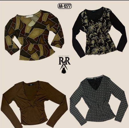 Y2K Earthy Tone Full Sleeve Tops (AA-1277)