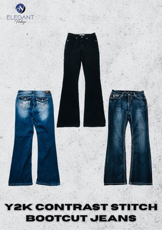 Y2K Kontraststich Bootcut Jeans - EV2434