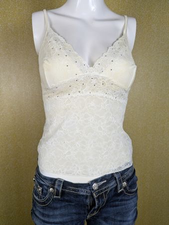 Camisas de tirantes de encaje floral y malla brillante Y2K para mujeres (paquete de 10 piezas) - Lote al por mayor #51