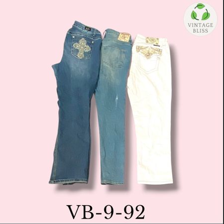 Y2K Vintage bestickte Jeans Großhandelsbundle – 10-teiliges Lot (VB-9-92)