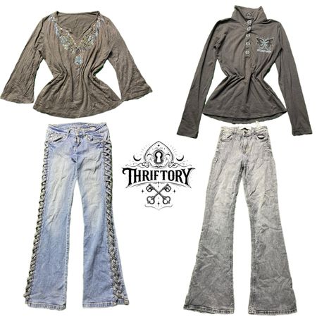 Y2K European Girl Flare Jeans with Tops TY-147