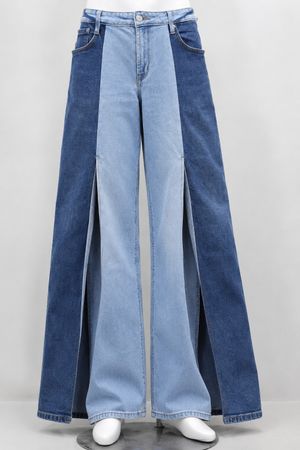 JEANS À JAMBES LARGES EN DENIM BICOLOR UPÉCYCLÉ CR2202