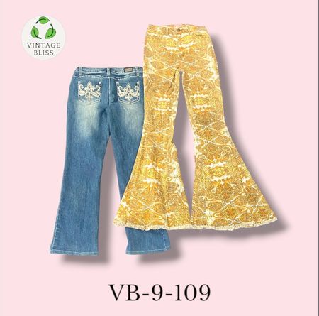 Y2K Vintage Embroidered Jeans Wholesale Bundle – Assorted Styles & Sizes (VB-9-109) 12 pièces