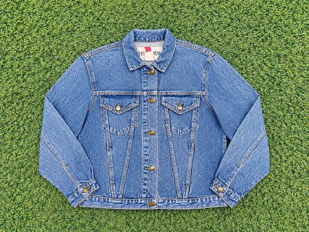 Veste en jean Upcycle avec patch de Noël (Dv-9-57)