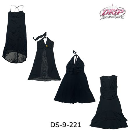 Y2K Sleek Black Poly Maxi Dress (DS-9-221)