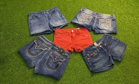 7761 - Miss me, True Religion, Rock Revival Short Upcycled