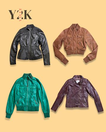 Y2K-inspired cropped leather jackets (Yv-784)