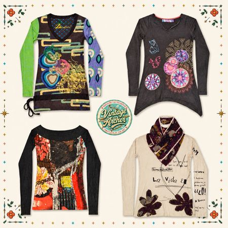 Y2K Desigual Graphic Long Sleeve Blouses: 10pcs (D6)