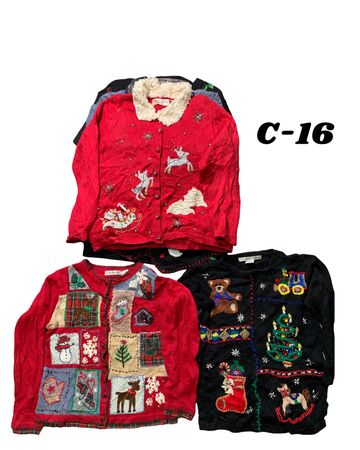 Vintage Christmas Holiday Cardigans Lot (10pcs) - Sizes S-L - Victoria Jones & More - C#16