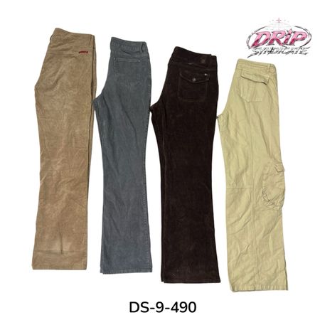 Calças de Veludo Cotelê Retro Y2K com Energia Streetwear (DS-9-490)