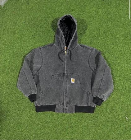 Hoodie Carhartt neri in stile rework zk scelti a mano personalizzati
