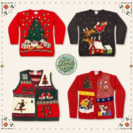 Vintage Heavy Knit Novelty Xmas Jumpers: 10pcs (CM3)