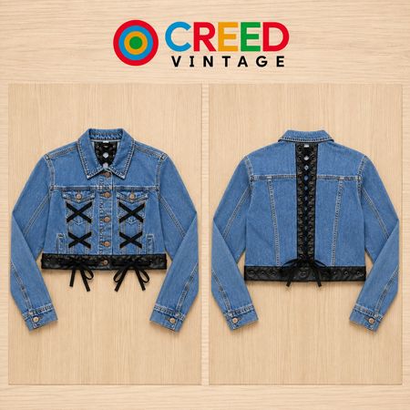 CR2232 UPCYCLED DENIM LACE-UP CORSET CROP JACKET