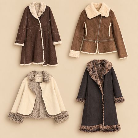 Y2k Faux Fur Trim Afghan Coats