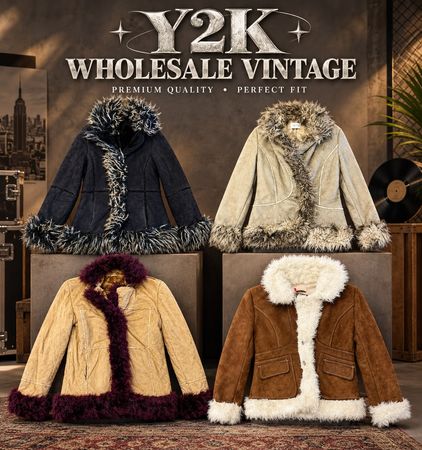 Y2K Vintage Faux Fur Suede Jackets Bundle – Women’s 2000s Winter Coats Wholesale(YWV95)