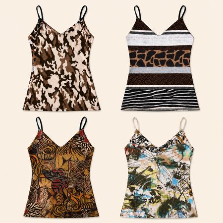 U2k Upcycled Y2K Earthy Animal Print Cami Tops Bundle