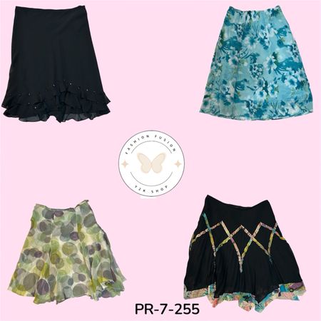 Women's Printed Poly Skirt – Y2K Vintage Everyday Style (PR-7-255)