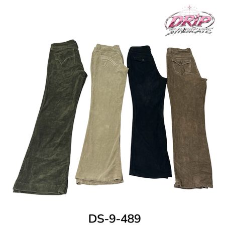 Calças de veludo cotelê Y2K com vibrações de streetwear retrô (DS-9-489)