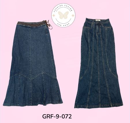Y2K Denim Lange Röcke | Vintage 2000er Damen Jeansrock Kollektion (GRF-9-072)