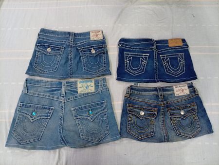CR10683 Upcycled True Religion Mini Denim Skirts