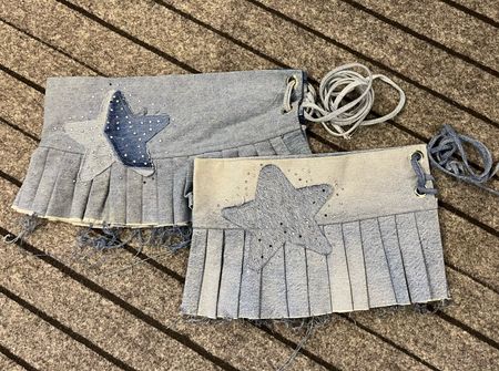 Upcycled Denim Embellished Micro Mini Skirt