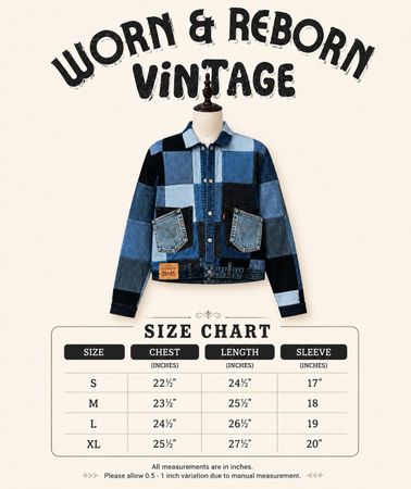Upcyled Levi’s denim patchwork jacket’s