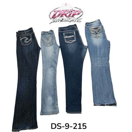 Jeans de mezclilla de pierna ancha bordados Y2K (DS-9-215)