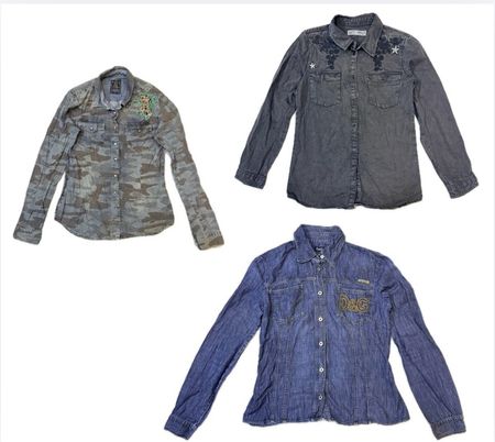 Vintage denim look botton up shirt
