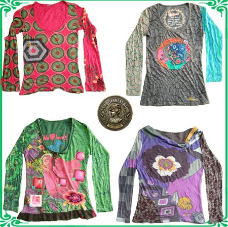 Vintage Desigual Tops Women Printed Blouses Y2K Long Sleeve Lot A101