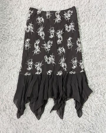 CN*1002*Y2K Vintage Floral Poly Skirt Dreamy Fairycore Look