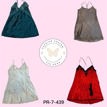Women's Lace Trim Slip Dress – Vintage Y2K Aesthetic (PR-7-439)