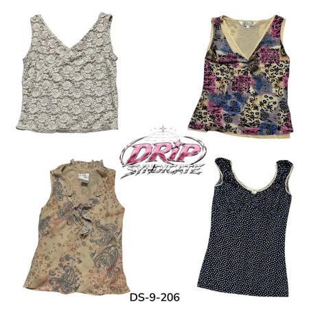 Vintage Y2K Poly Blouse Trendy Retro Style (DS-9-206)