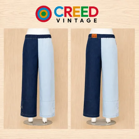 CR2223 PANTALONS EN DENIM RECYCLÉ À DEUX COULEURS À JAMBES LARGES