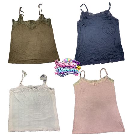Vintage Y2K Lace Trim Cami Bundle – 10pcs | VR363 🤍✨